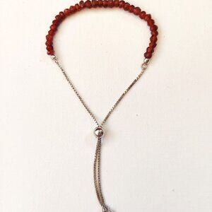 Sterling silver and garnet adjustable bracelet